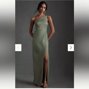 BHLDN Dylan One-Shoulder Satin Side-Slit Gown Size 6 NWT
